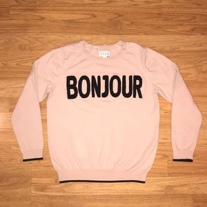 Elle Pale Pink French Graphic 3D Lettering Sweater